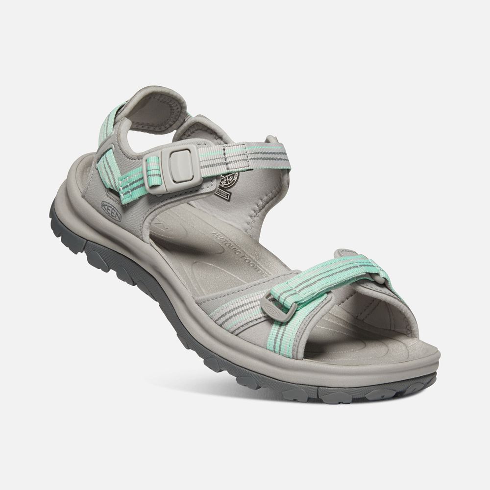 Keen Outdoor Sandalet Kadın Gri/Yeşil - Terradora Ii Open Toe - Türkiye DWQY64385